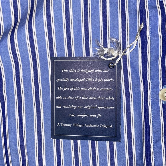 Tommy Hilfiger Blue Stripe Button-Up Shirt - Size Large - Picture 6 of 9